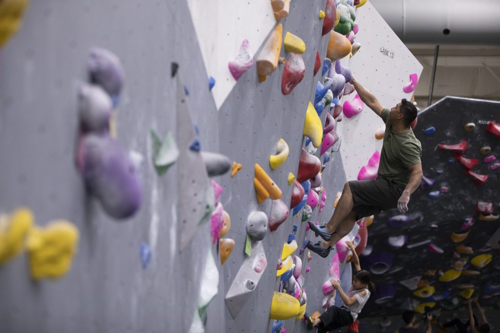 Man climbing rock